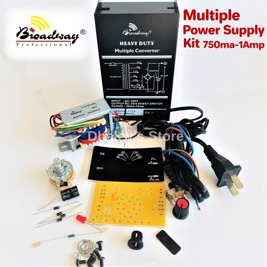 Broadway Power Supply Kit 750MA 3v12V DIY Power Supply Kit Heavy Duty