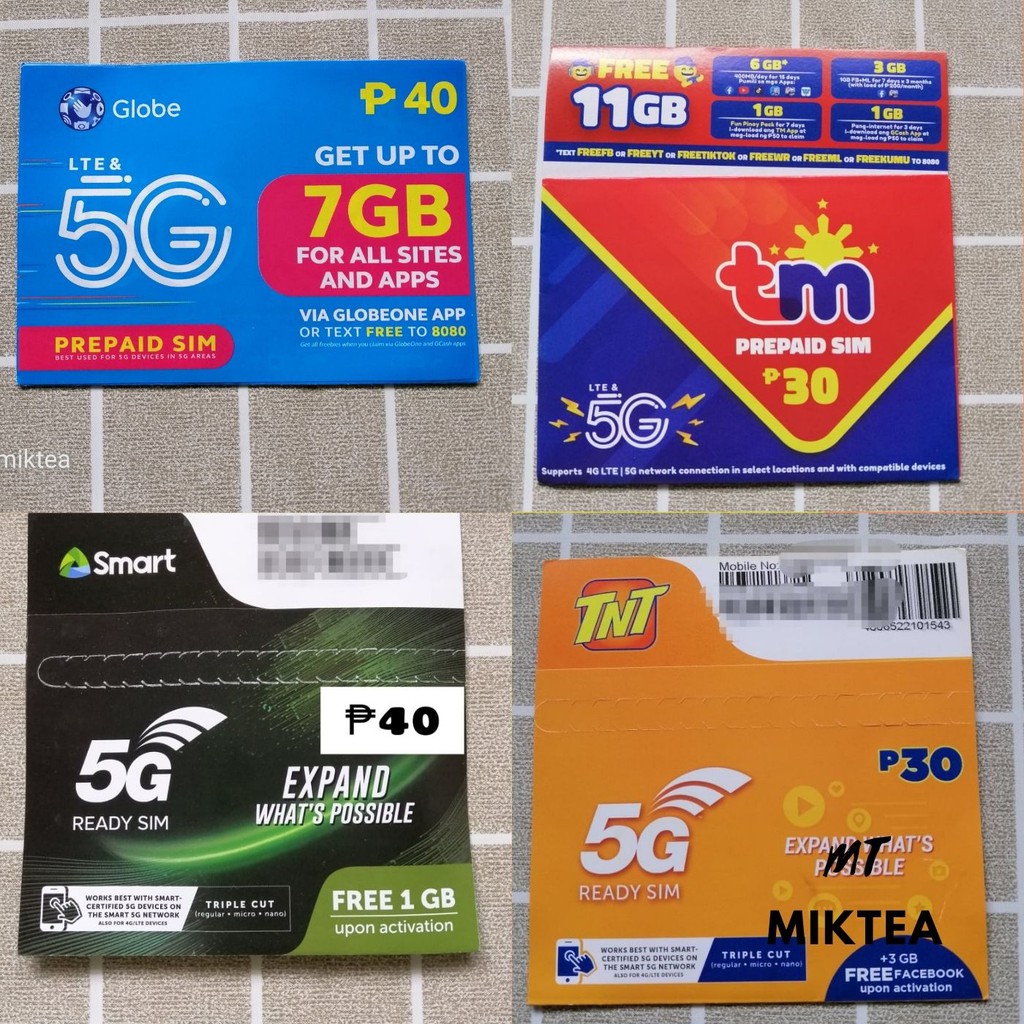 MT SIM CARD TM TNT TALK N TEXT SMART GLOBE 5G Shopee Philippines