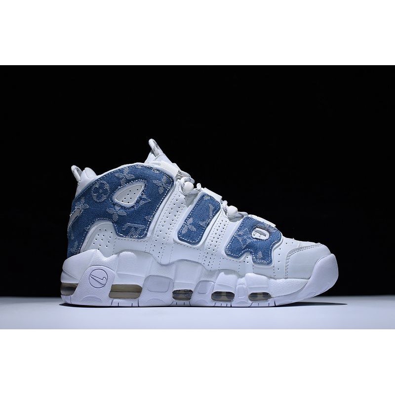 nike uptempo blue and grey
