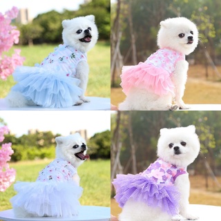 Cotton Pet Cat Puppy Dog Clothes Peach blossom Dog Dress Dog Skirt Dog Birthday Dress Pet Dog Costume Pet Supplies