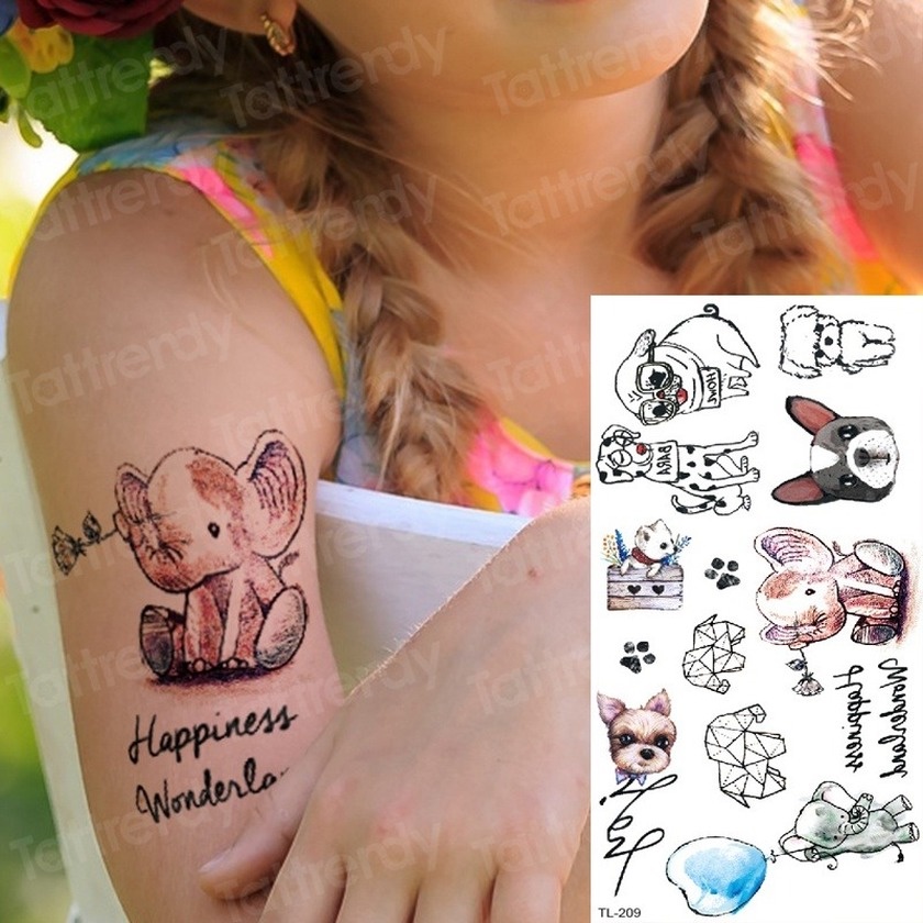 kids tattoo temporary tattoos on the body tatoo women fake tattoo animals  elephant dog small tattoos hand wrist summer tatoos Brand New Street  Fashion | Shopee Philippines