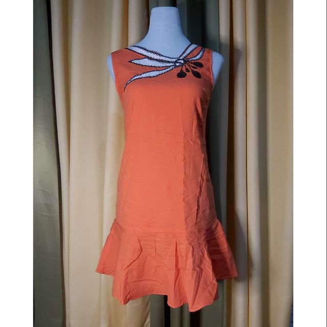 korean orange dress