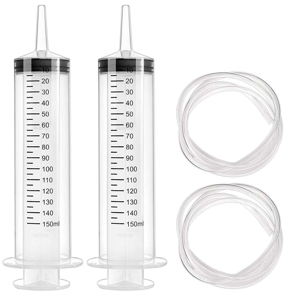2 Pcs 150ml Large Plastic Syringes with 40inch Handy Plastic Tubing