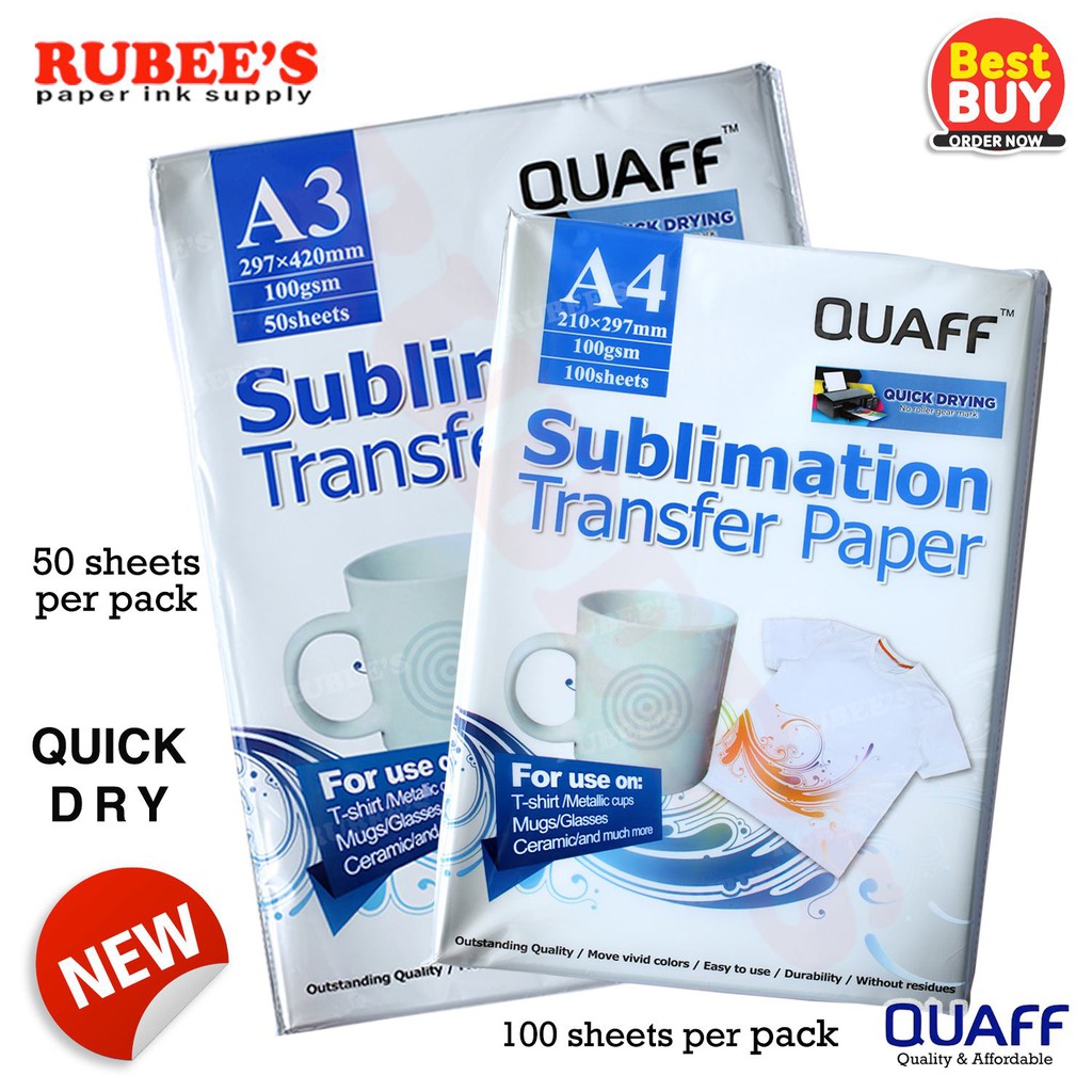 QUAFF Sublimation Paper A3 (50 Sheets) A4 (100 Sheets) | Shopee Philippines