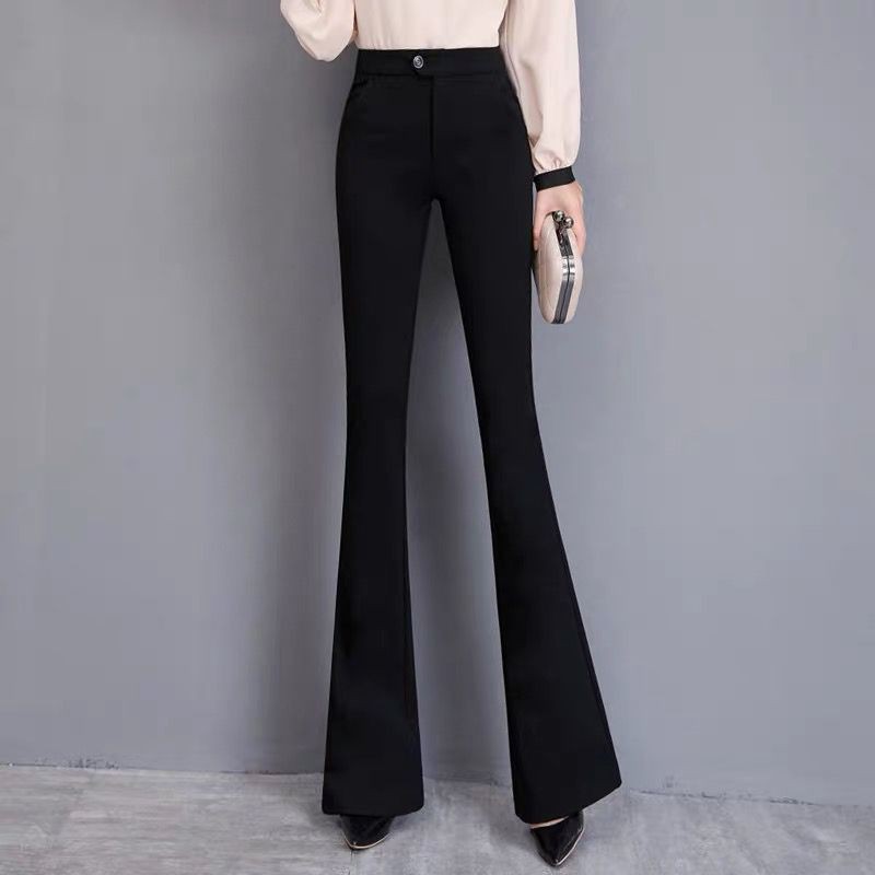 ladies black flared trousers