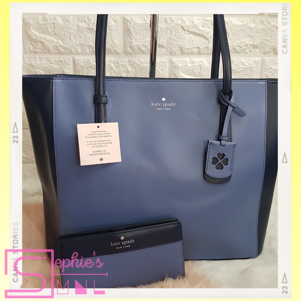 SephiesMNL Authentic Kate Spade Schuyler Medium Tote & Bifold Wallet in Blueberry  Cobbler from US! | Shopee Philippines