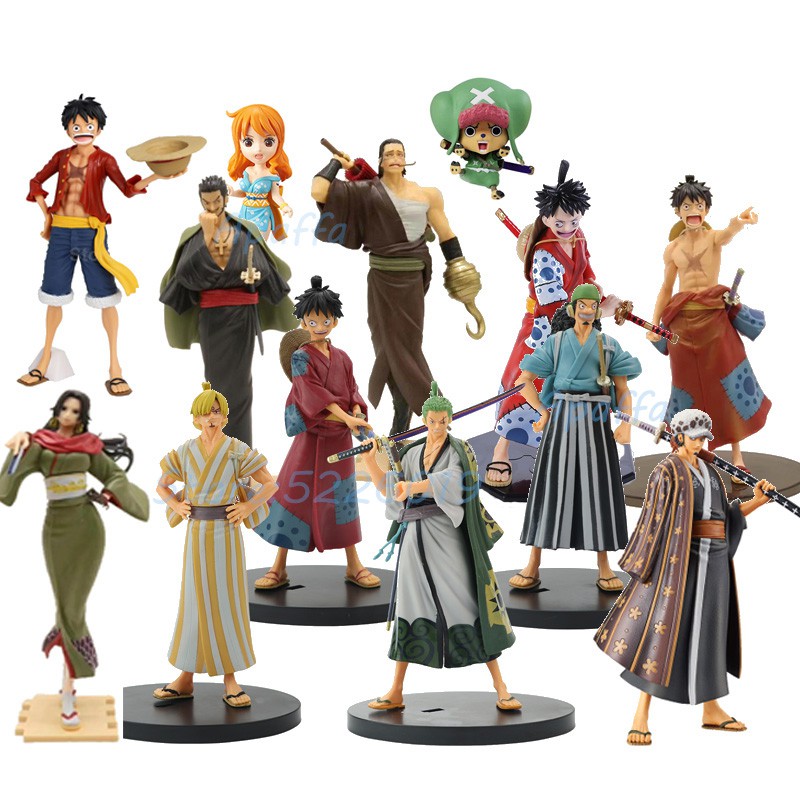 One Piece Wano Country Luffy Sanji Figure Sauron Usop Kimono Ornaments
