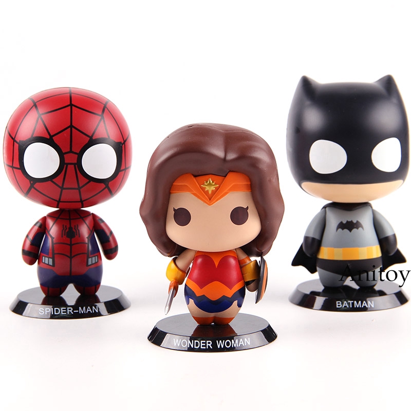 batman and spiderman figures