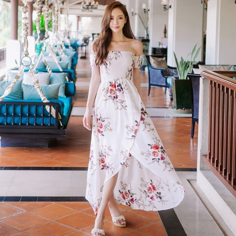 red floral spring dress