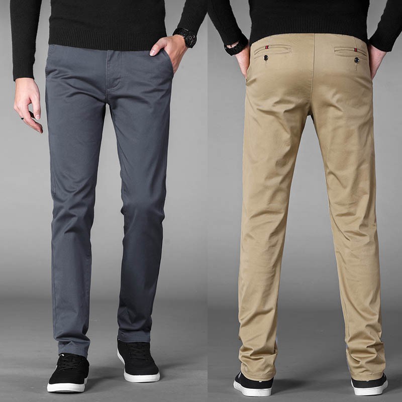 grey khaki trousers