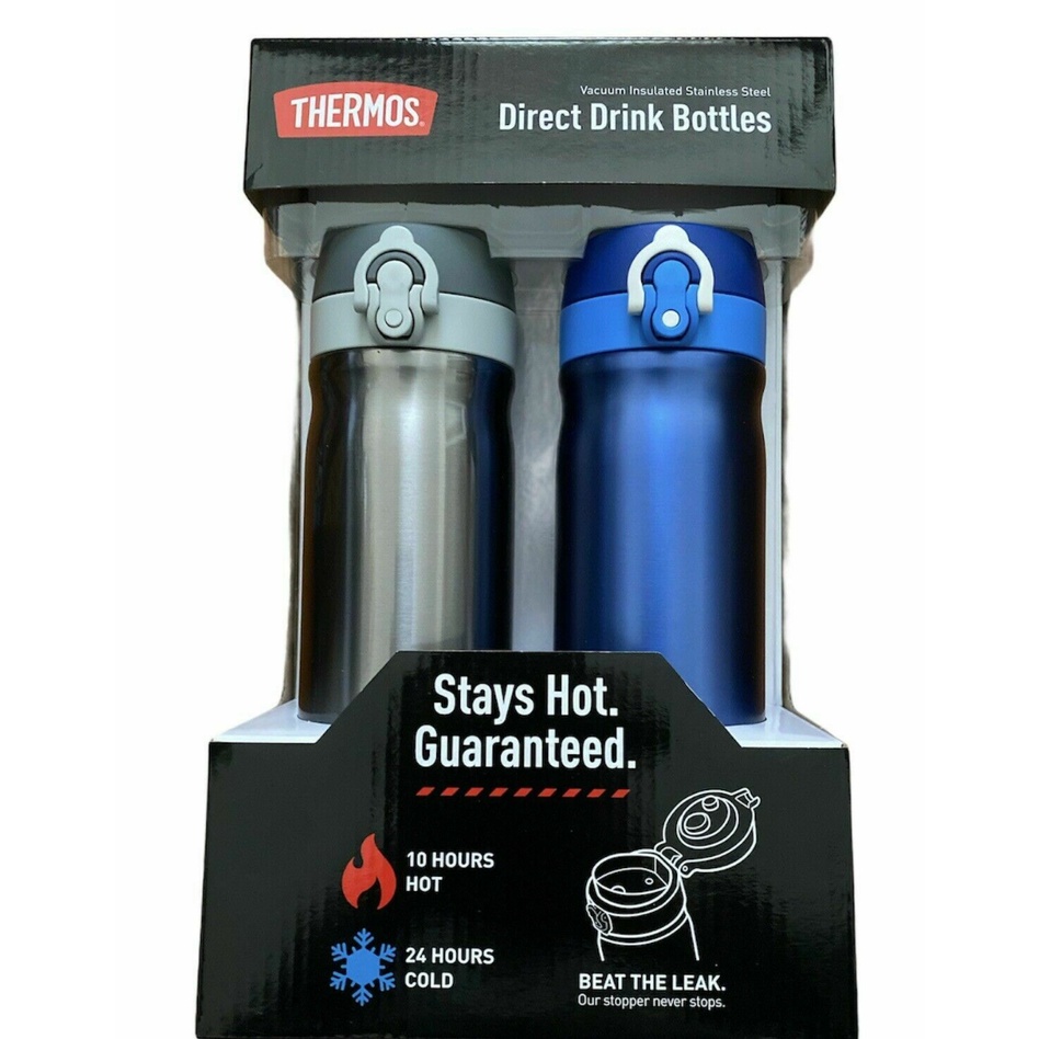 Thermos 470ml Vacuum Insulated Directdrink Bottle 2 Pack Gray/Blue