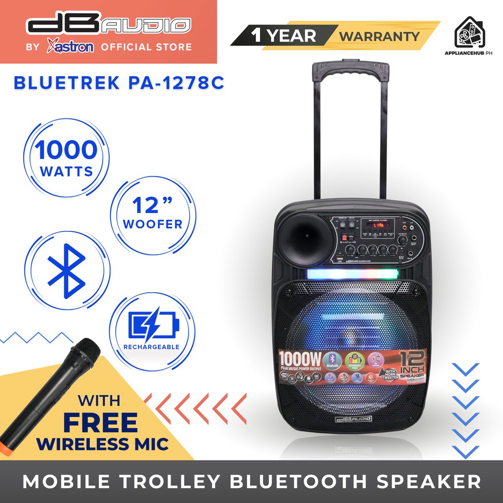 DB Audio by Astron BLUETREK PA1278C Portable Mobile Trolley Bluetooth