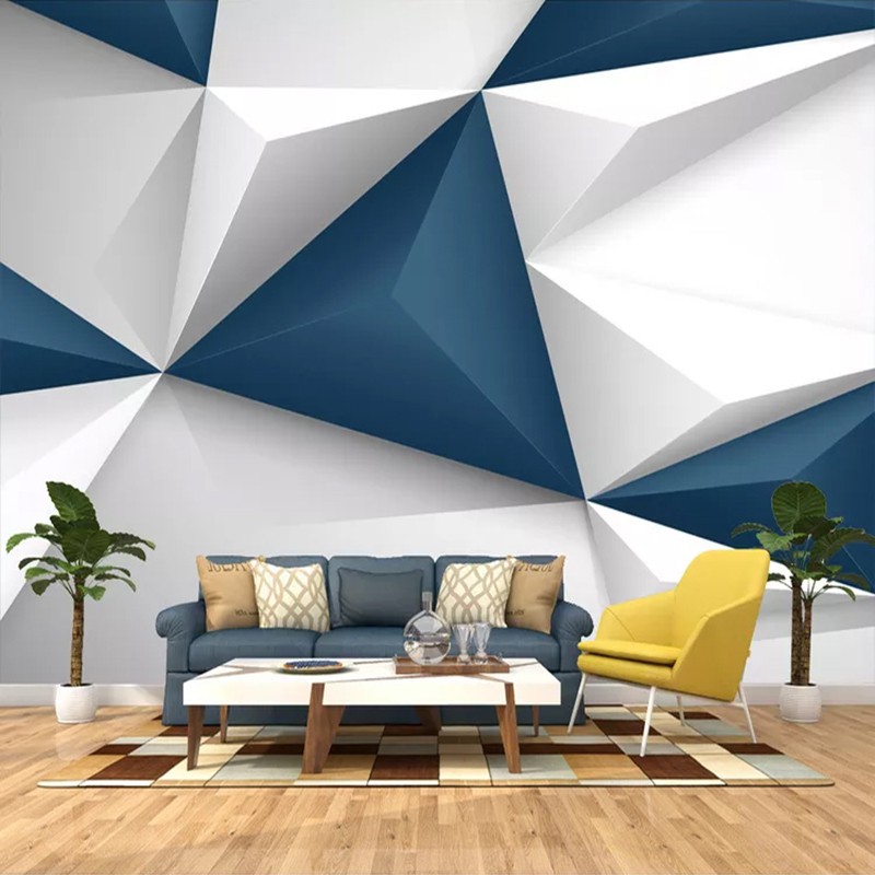 Roll wallpaper】Custom Photo Wall Paper Modern 3D Stereo Triangle Geometric  Pattern Mural Papel De | Shopee Philippines