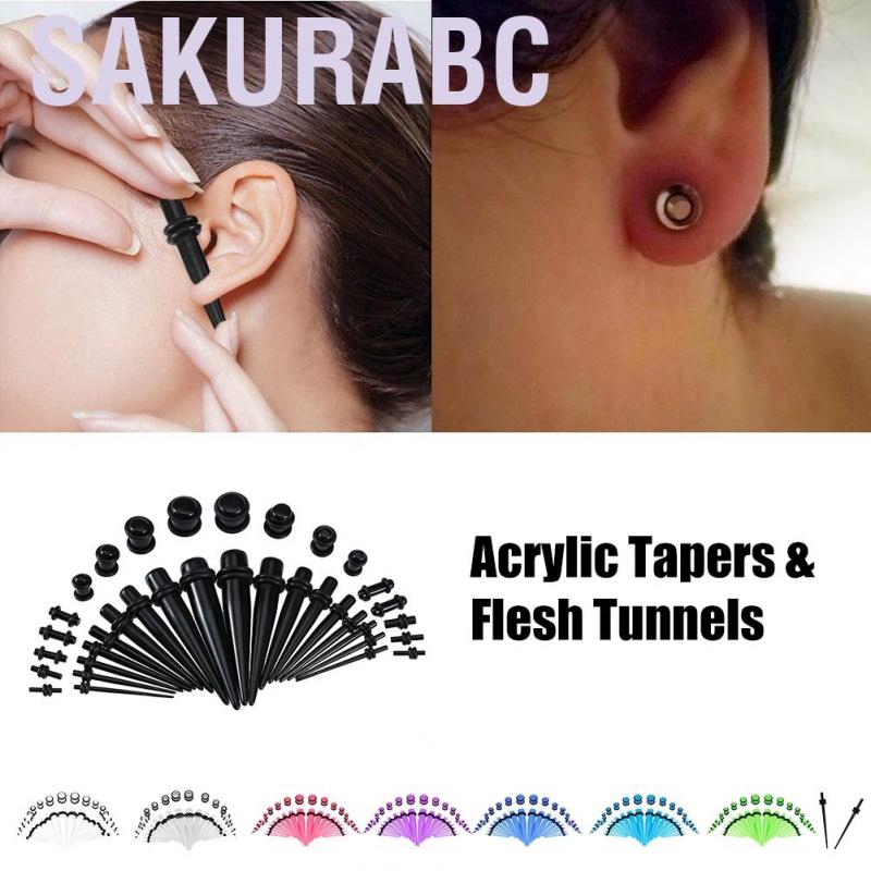 Sakurabc 36pcs Acrylic Tapers & Flesh Tunnels Ear Gauges Stretching Expanding Kit 14G-00G（Black） - i
