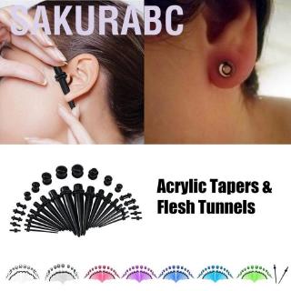 Sakurabc 36pcs Acrylic Tapers & Flesh Tunnels Ear Gauges Stretching Expanding Kit 14G-00G（Black） - i #3