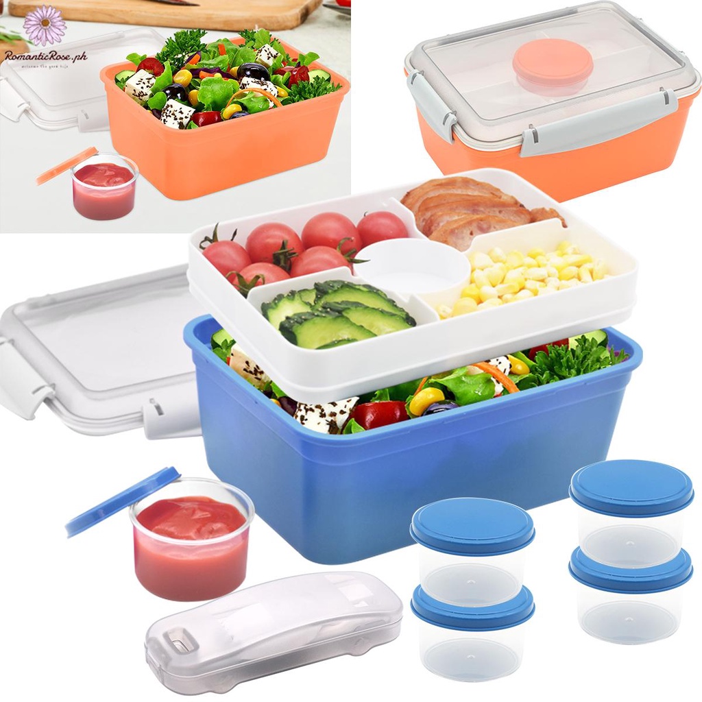 Salad Lunch Container with 5 Compartments Lunch Box with Foldable ...