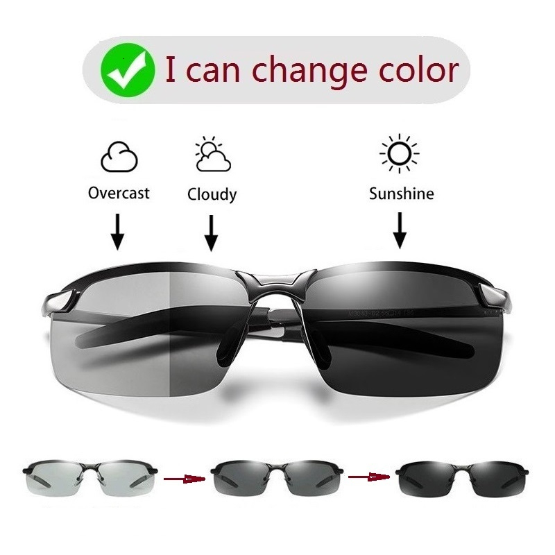 【COD】 UV400 Photochromic Polarized Sunglasses UV Protection Anti Glares