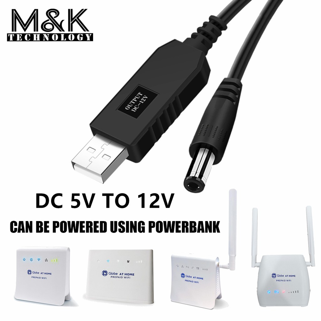 DC 5V to 12V USB Cable WiFi to Powerbank Connector Boost Converter Step