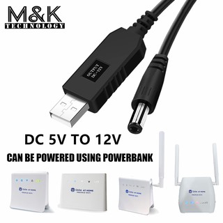 DC 5V to 12V USB Cable WiFi to Powerbank Connector Boost Converter Step-up Cord for Wifi Router