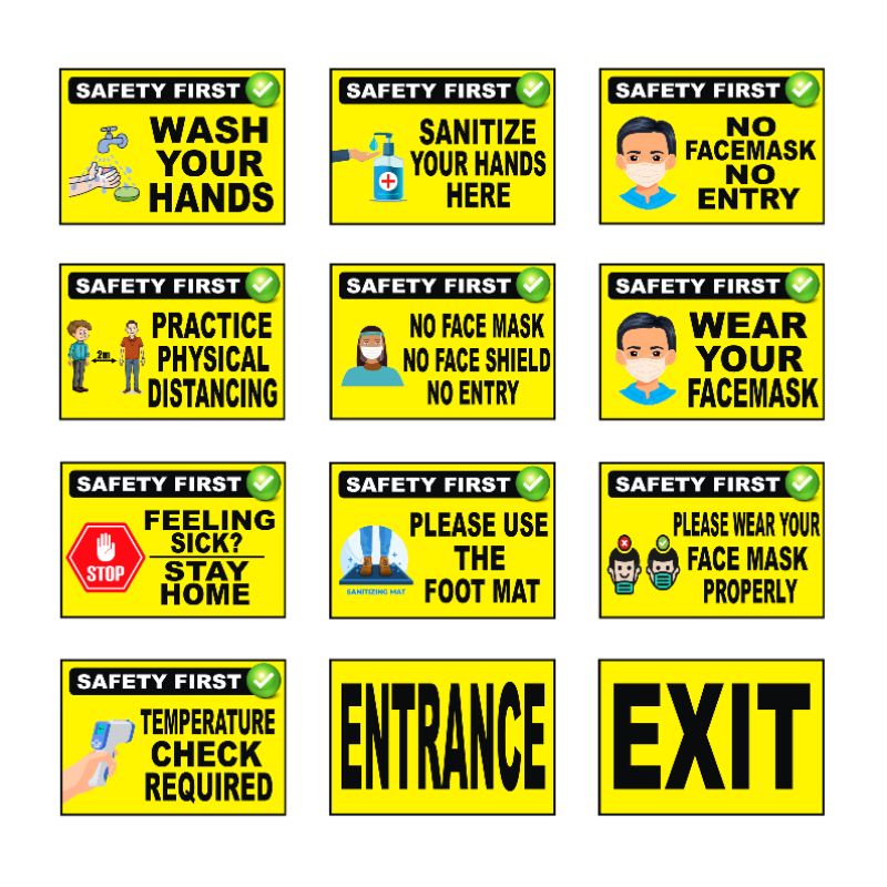 germ prevention signage yellow signage for walls doors gate Shopee