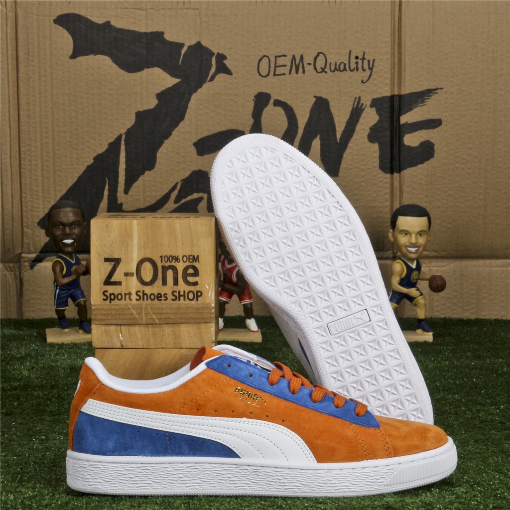 puma suede orange blue