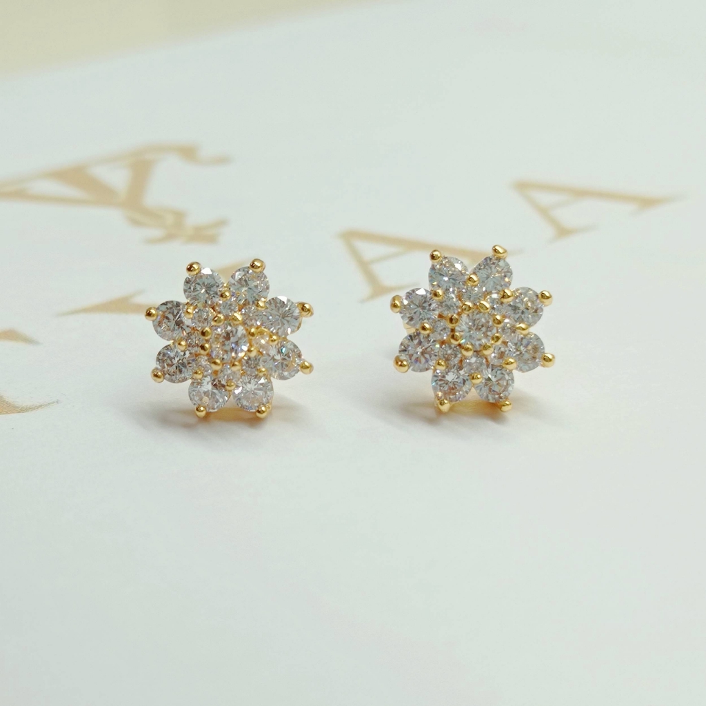 [DG] Jewelry Rose Gold White Gold Plated Flower Rositas Stud Earring