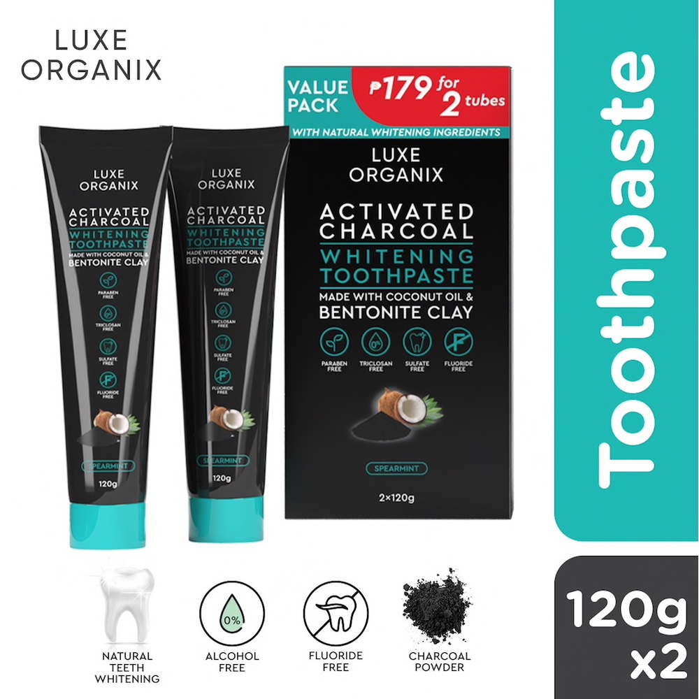 LUXE ORGANIX Activated Charcoal Toothpaste Value Pack 120g x 2 Shopee