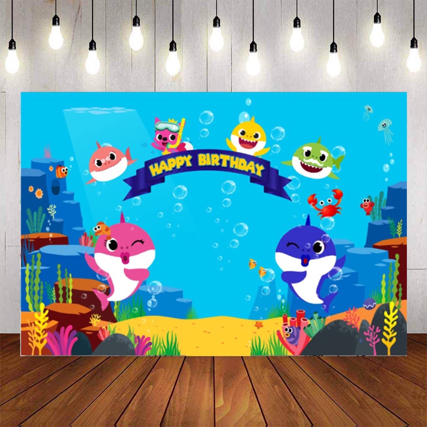 Baby Shark Blue Sea Bakcdrop For Baby Shower Birthday Party Backgrounds Custom Name Date Add Photos Shopee Philippines