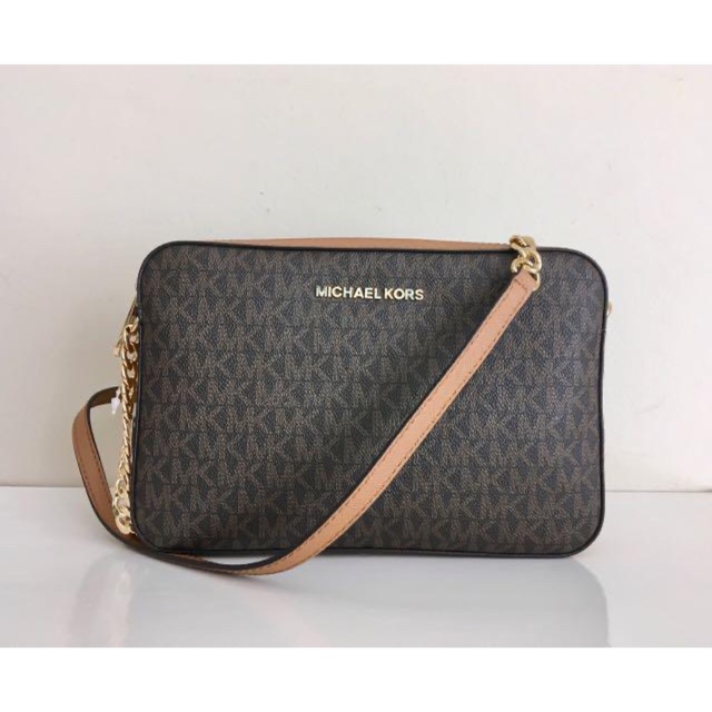 mk jet set crossbody brown