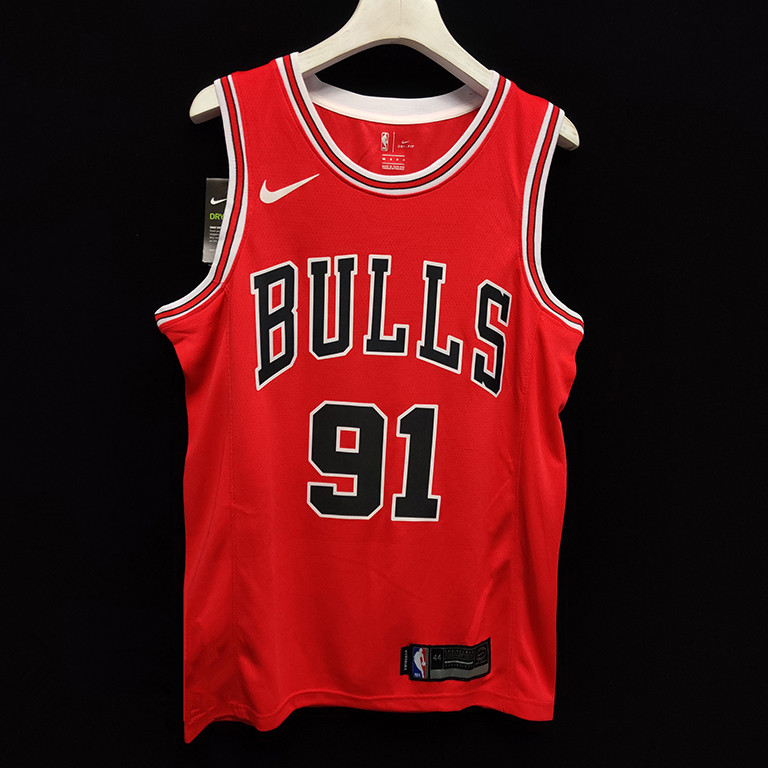 dennis rodman bulls jersey red