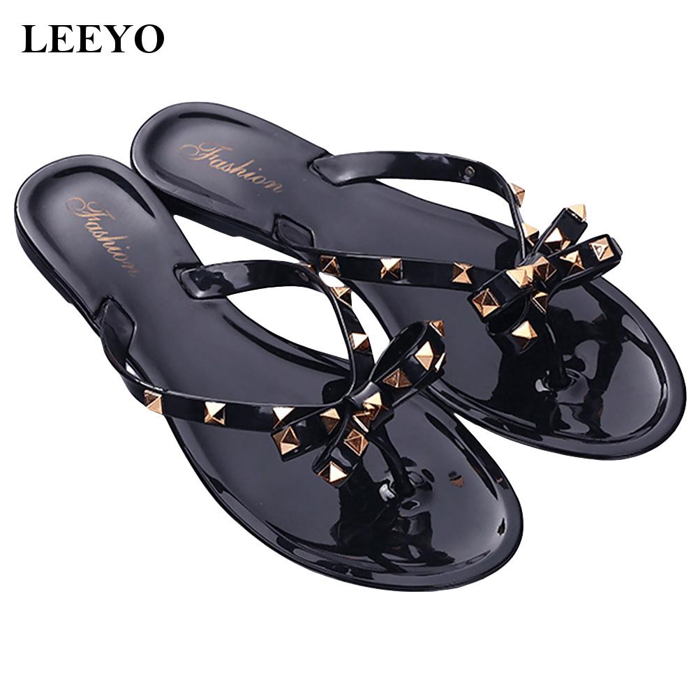 jelly bow sandals with studs
