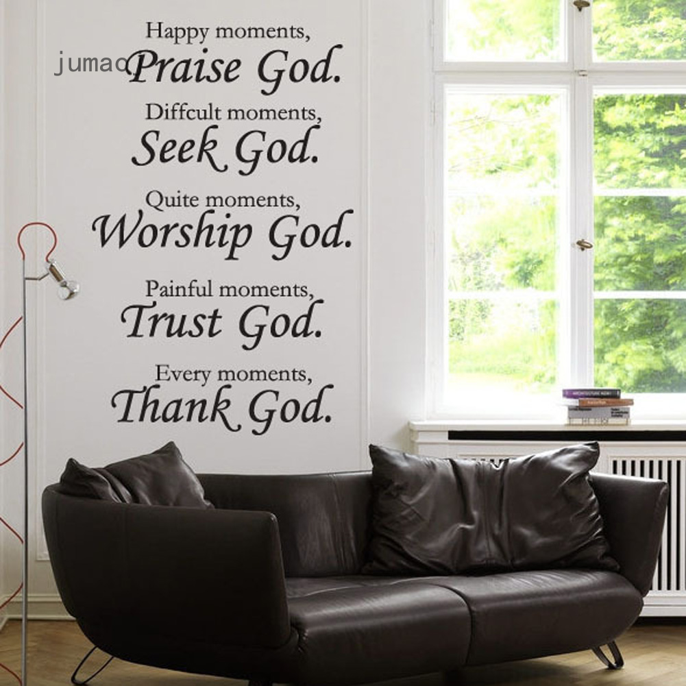 Bible Wall Stickers Home Decor Praise Seek Worship Trust Thank God Quotes Christian Bless Proverbs PVC Decals