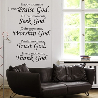 Bible Wall Stickers Home Decor Praise Seek Worship Trust Thank God Quotes Christian Bless Proverbs PVC Decals #1
