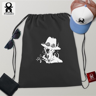 Canvas Drawstring Bag / String Bag with Onepiece - Fire Fist Ace Design