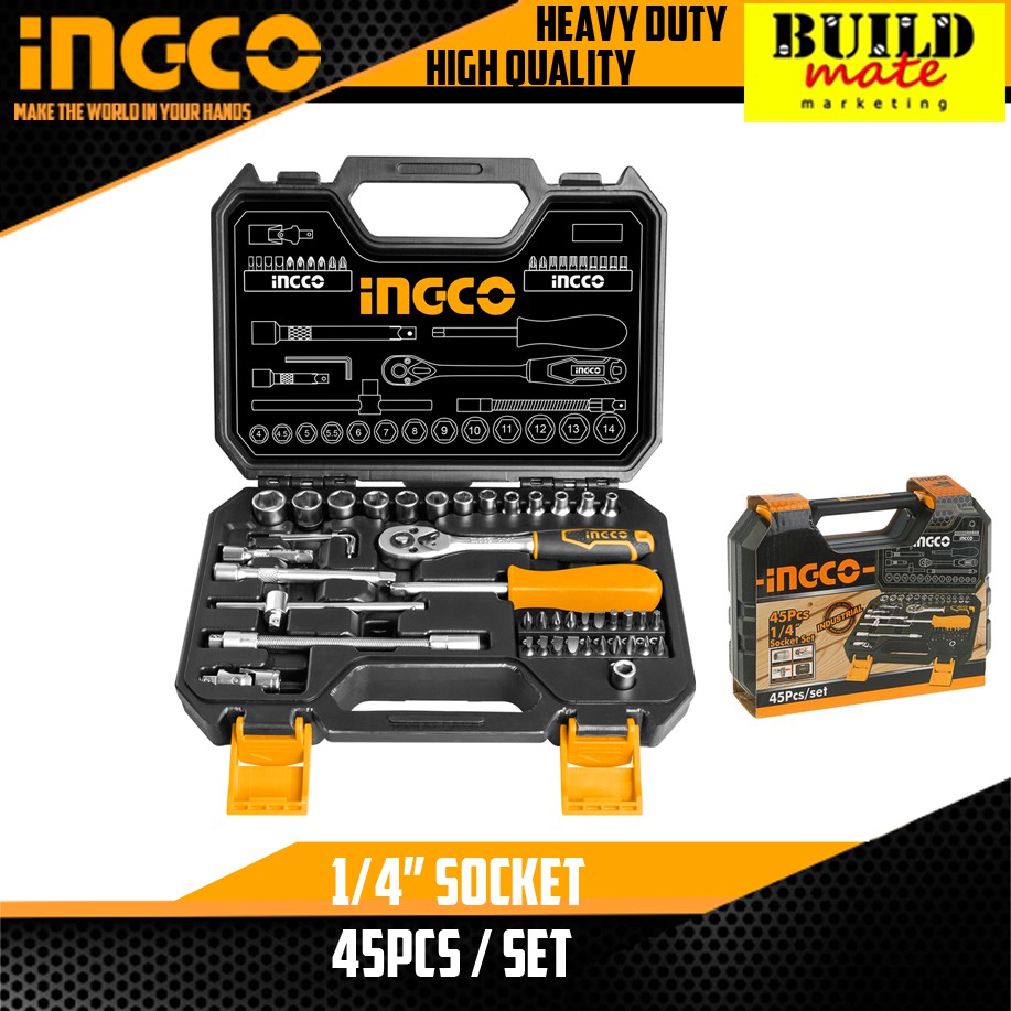 INGCO 1/4" Socket 45pcs/SET HKTS14451 Shopee Philippines