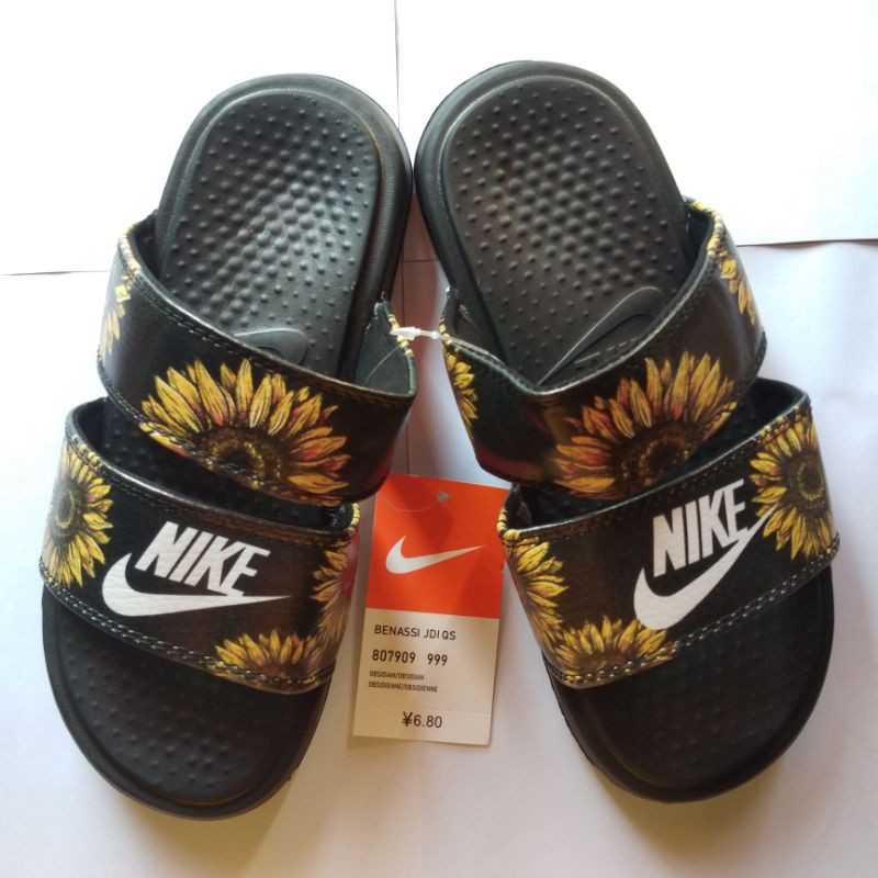 sunflower nike benassi slides