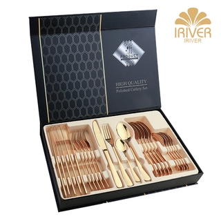 24 Piece Cutlery Set Gold/Rose Gold Gift Box With Stainless Knife, Spoon and Fork cutlery organizer #7