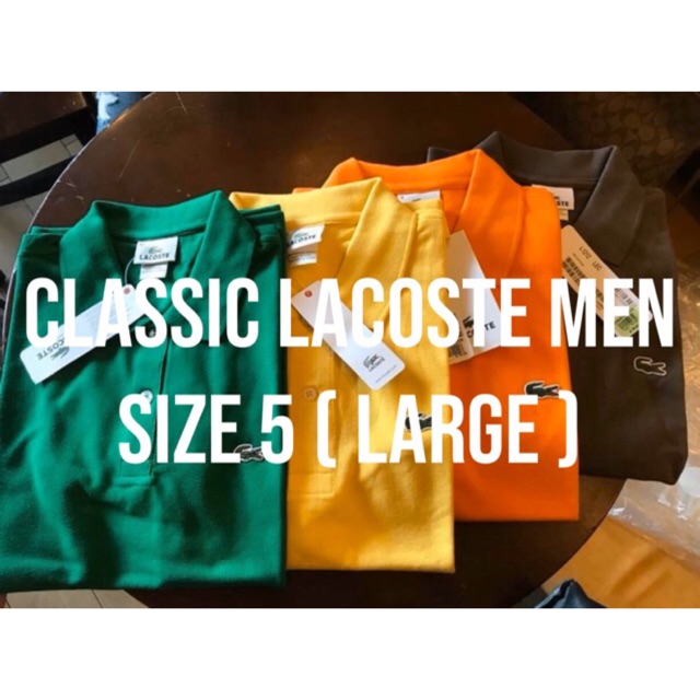 lacoste regular fit size chart