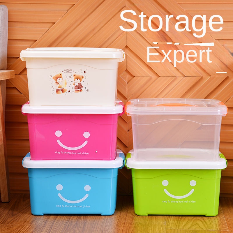 Korean toy organizer plastic storage box with lid portable storage box