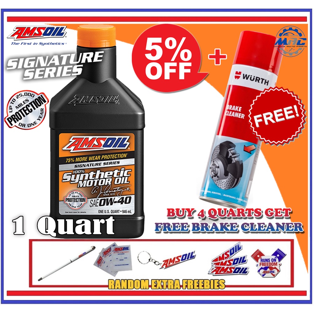 AMSOIL Signature Series 0W40 Synthetic Gas Motor Oil 1 Quart Buy 4 Get