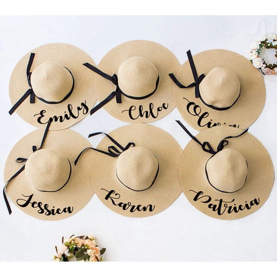 Bridesmaids Custom Floppy Hats Custom Wedding Bride Hat Honeymoon Beach Hat Summer Party Hat