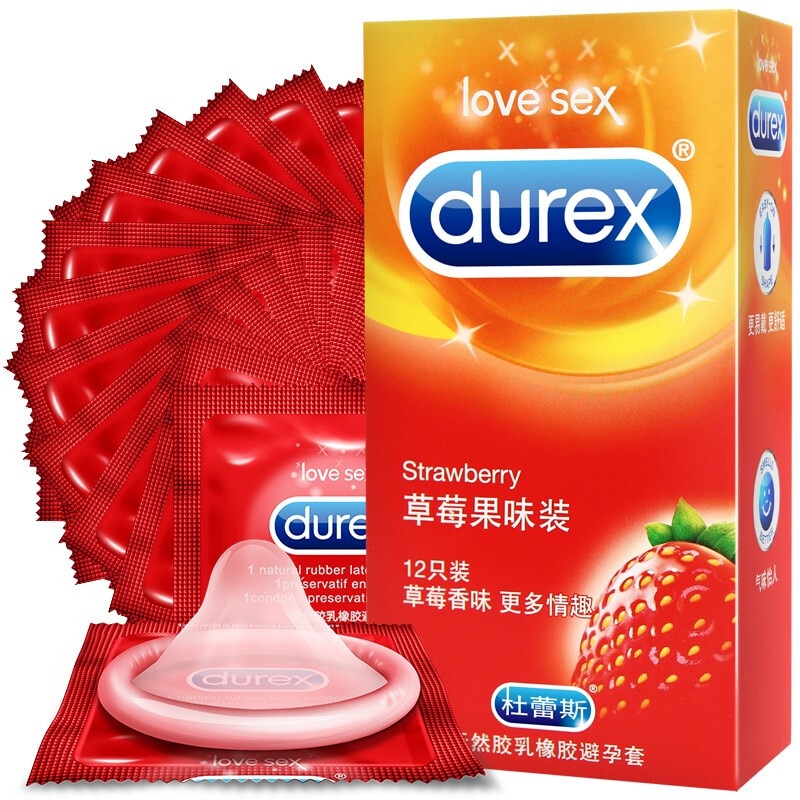 Durex Strawberry Fruit Flavor Condoms Sexy Lubricated Condoms Sex Toys Condom For Men Vanilla 7405