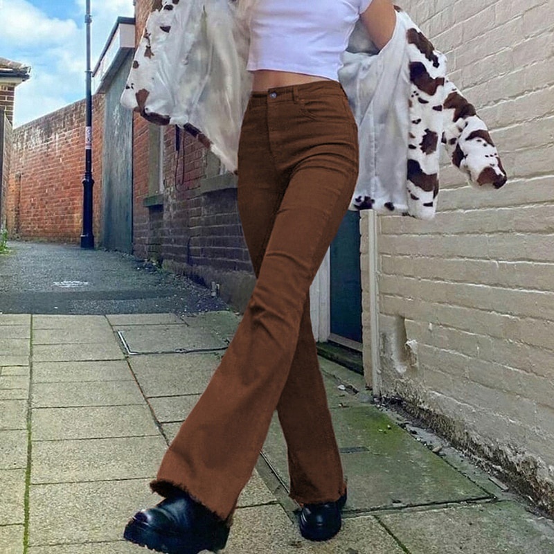 Women's jeans woman high waist brown Pants Jeans Women's pants Jean women  clothing undefined | Shopee Philippines