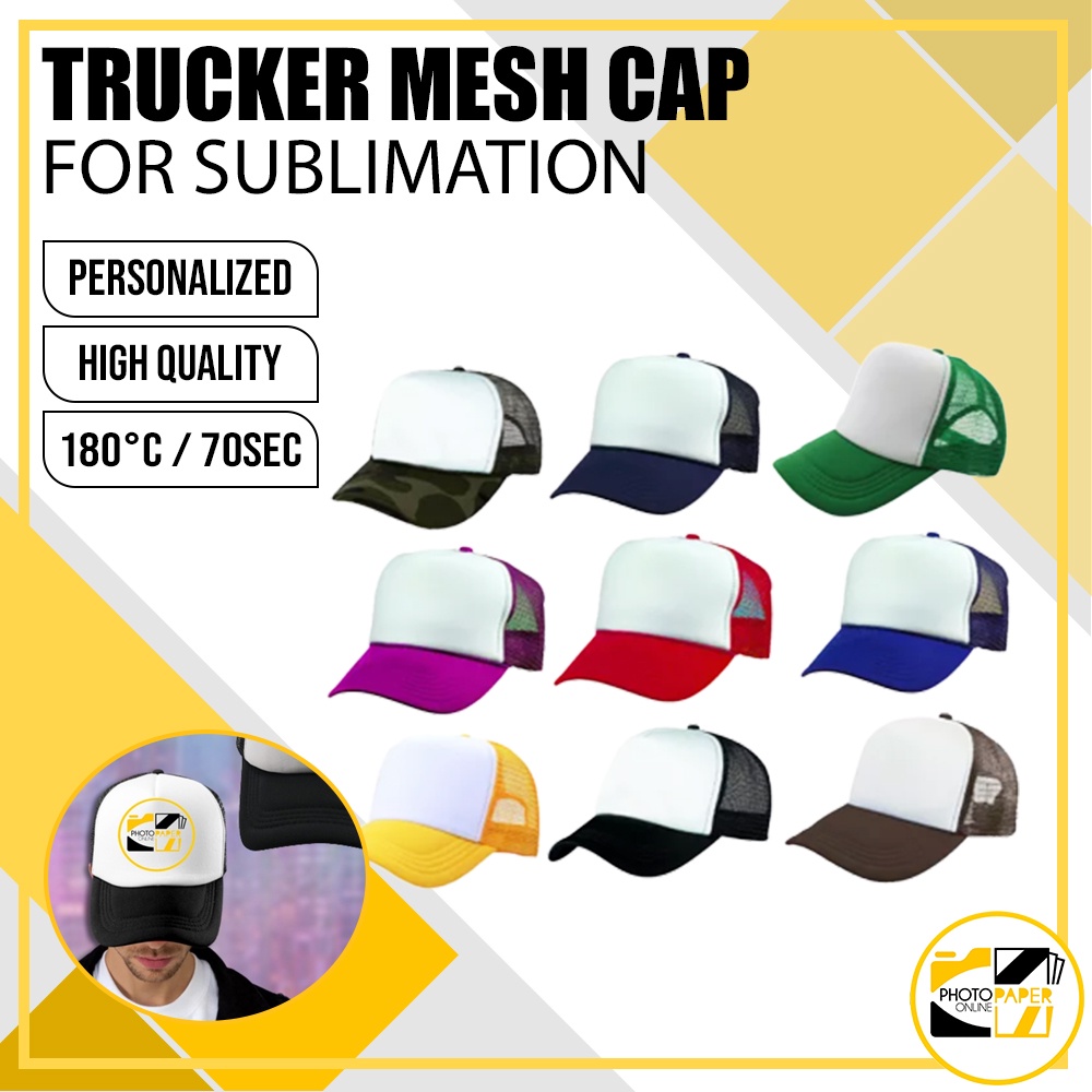 Plain Baseball Cap [Sublimation Mesh Cap  | Printing Design | Plain Trucker Mesh Cap] Personalized