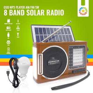 【on hand】LED OSQ Bluetooth AM/FM/SW 8 band Solar Radio with USB/TF with LED Light and Power bank