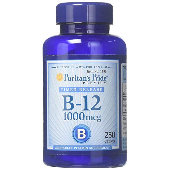 Puritan's Pride Vitamin B12 1000 Mcg Timed Release250Caplets Shopee