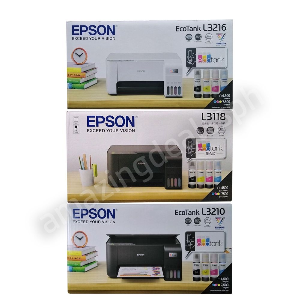 Epson L3118l3210l3216 All In One Eco Tank Printer With Original Ink Set Shopee Philippines 0181