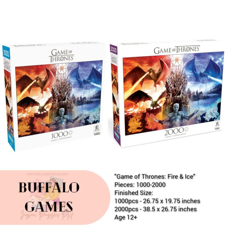 Buffalo Games Fire & Ice 2000 Piece Jigsaw Puzzle Game of Thrones