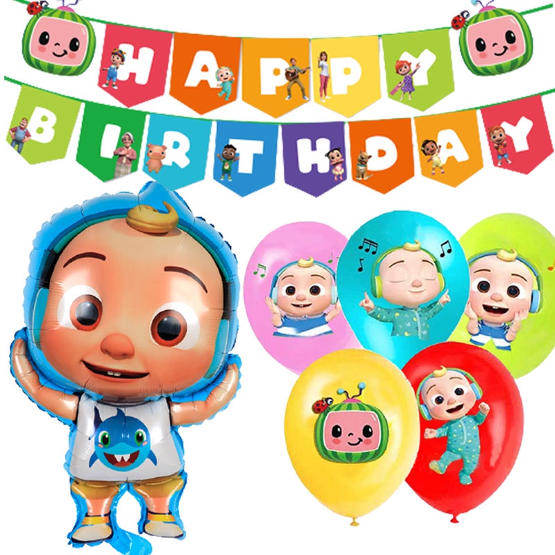 Cocomelon Baby Jj Character Foil Balloon Latex Balloons Cocomelon Theme 