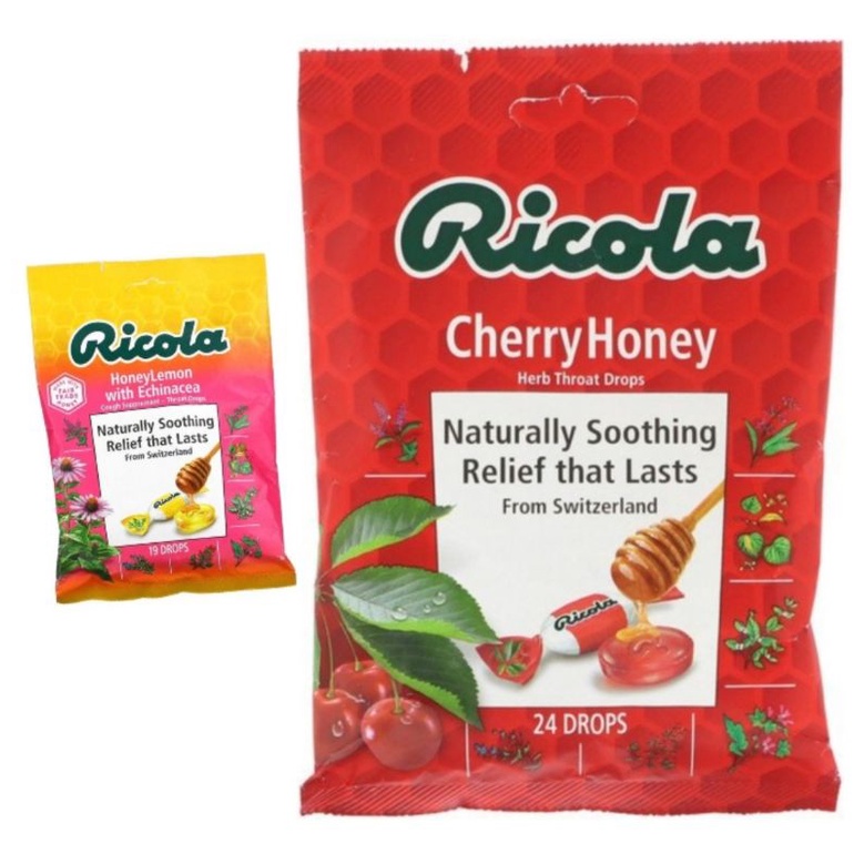 Ricola Throat Drops, HoneyLemon with Echinacea , 19 Drops / Herb Throat Drops, Cherry Honey 24